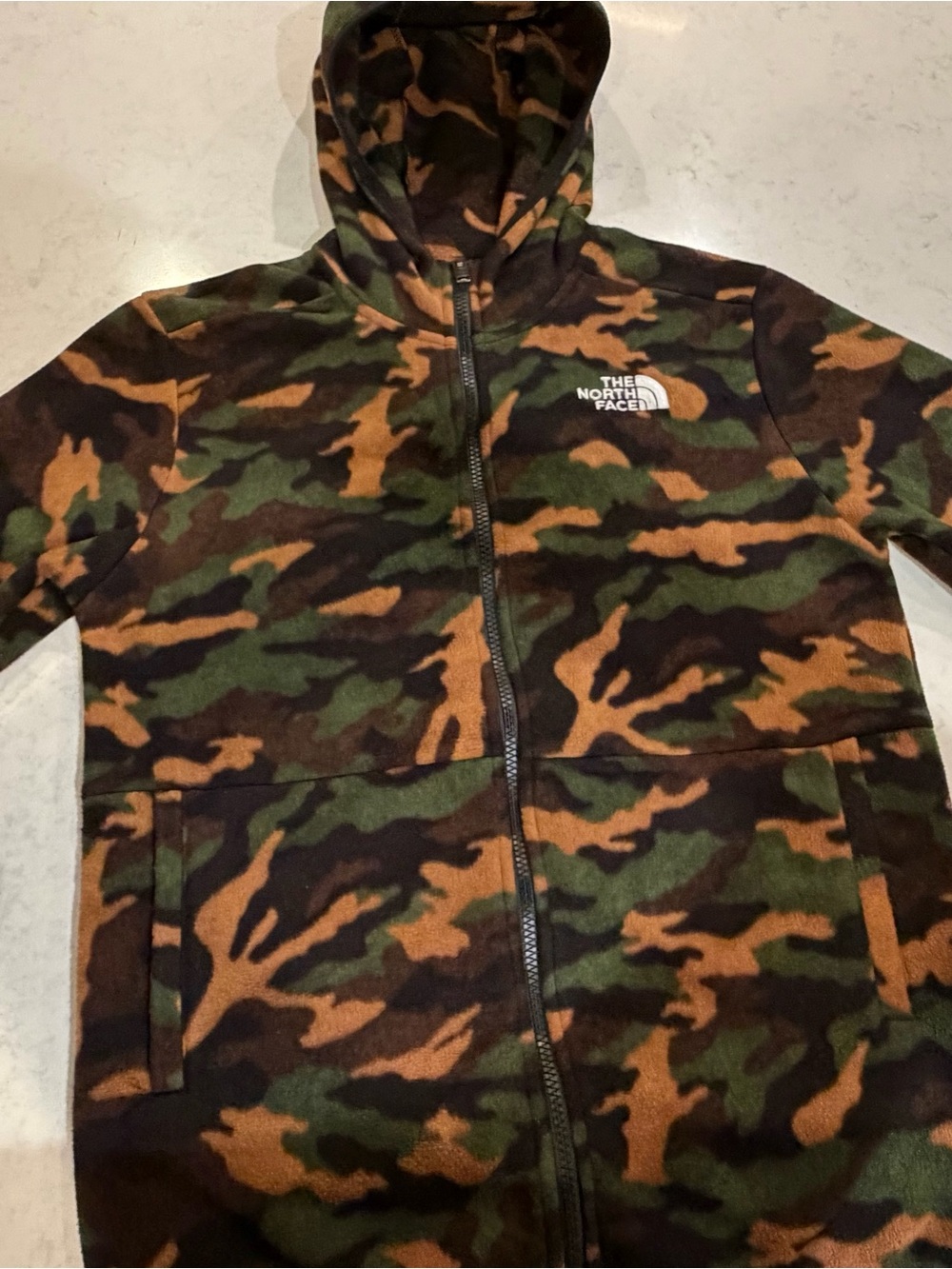 The North Face Kids' Camo Full‑Zip Hoodie Jacket - Green/Brown/Black